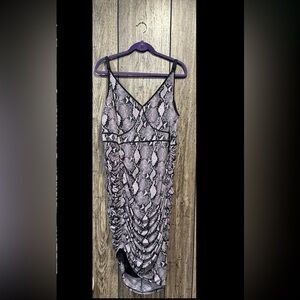 Torrid Mauve Pink Snakeskin Print Studio Knit Ruched Bodycon Dress